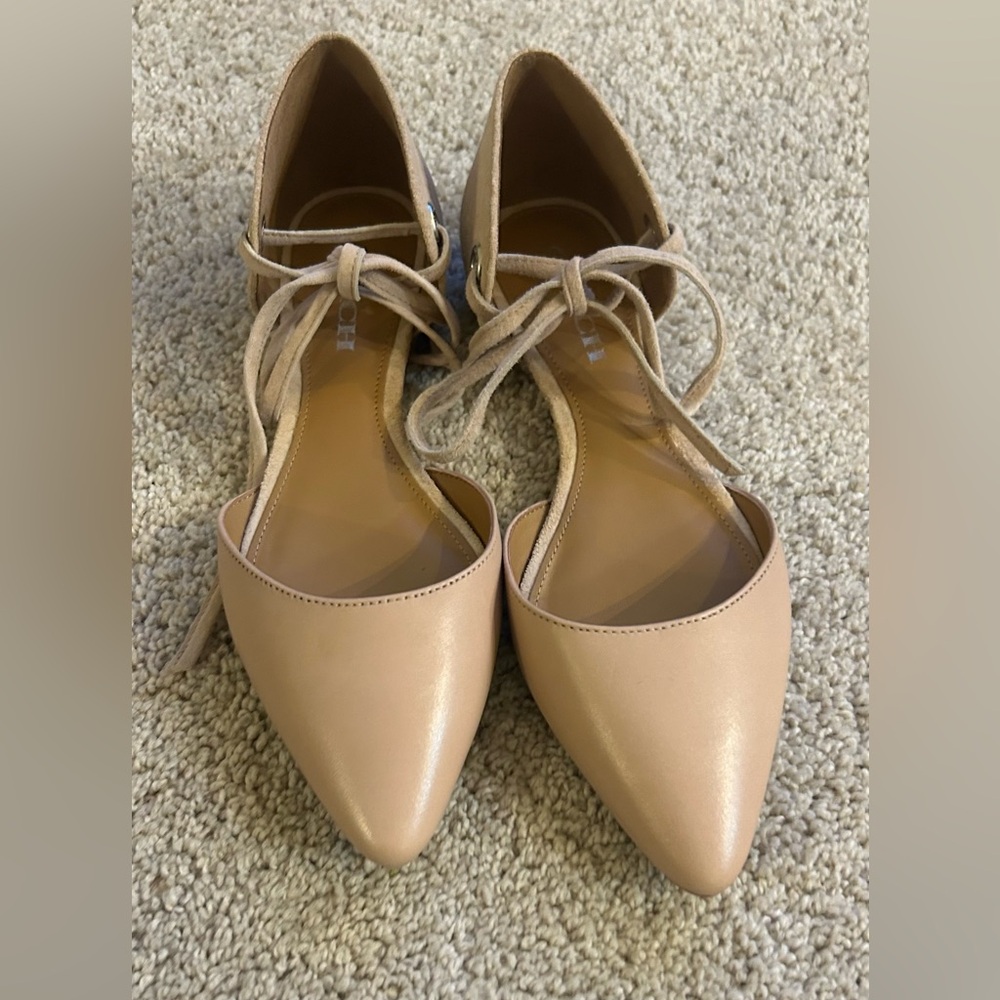 Coach Blush Pointed-Toe Lace-Up Flats